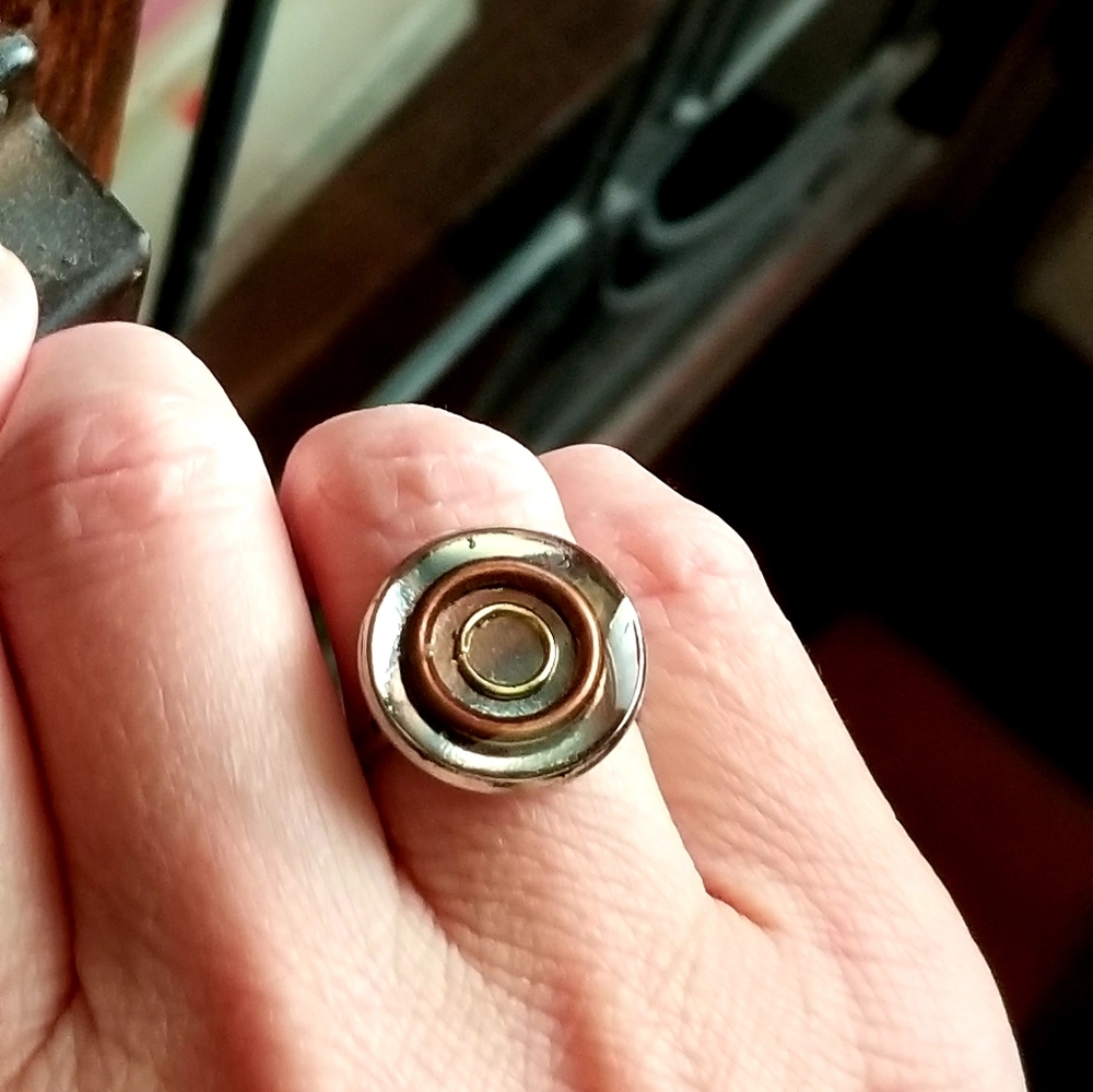 Ring handmade resin and reclaimed metal
